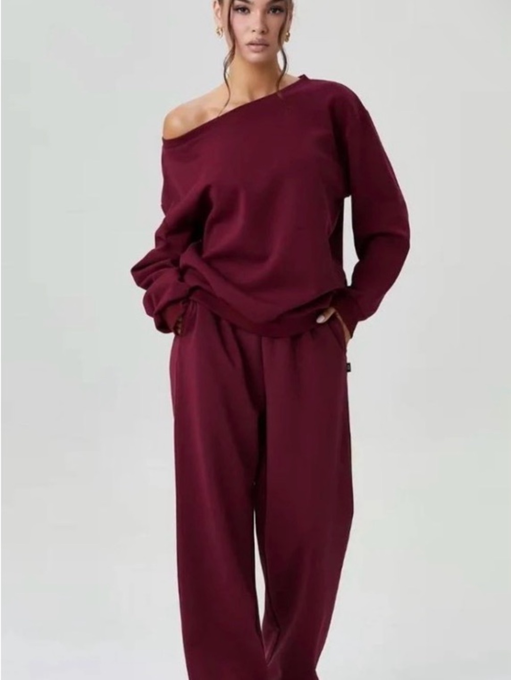 Comfort Chic Women's Wide-Leg Lounge Pants - Burgundy (size s/m)